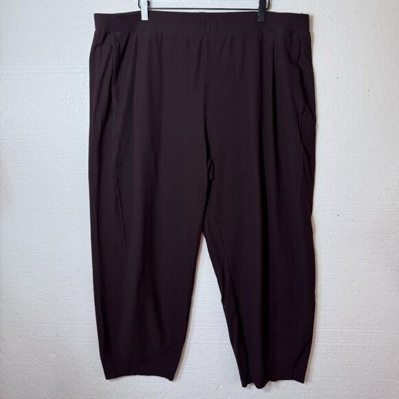 Eileen Fisher Womens Plus Size 2X Brown Stretchy Pull On Wide Leg Pants Casual - Picture 1 of 10